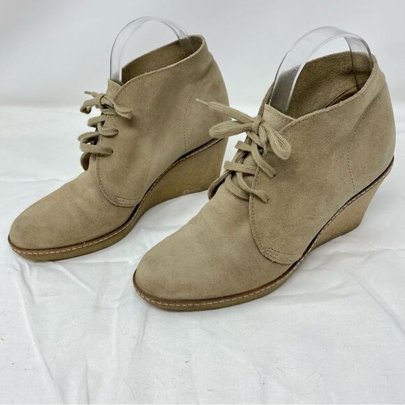 J. Crew Suede Wedge Ankle Boots- Size 8 - Picture 1 of 14